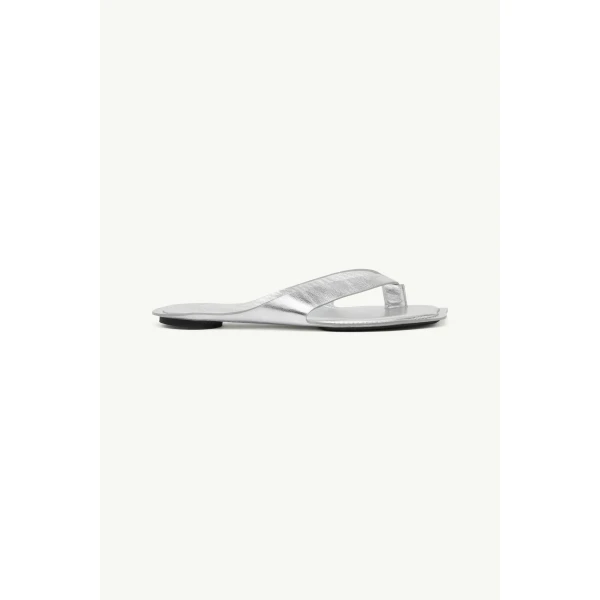 MM6 Maison Margiela Anatomic Leather Flip Flops in Silver, view 2 | Flip Flops & Slides | Luxury Shoes 