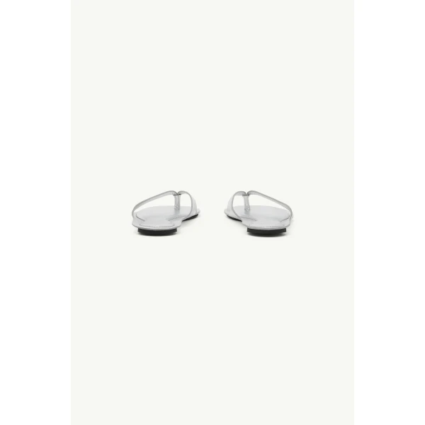 MM6 Maison Margiela Anatomic Leather Flip Flops in Silver, view 4 | Flip Flops & Slides | Luxury Shoes 