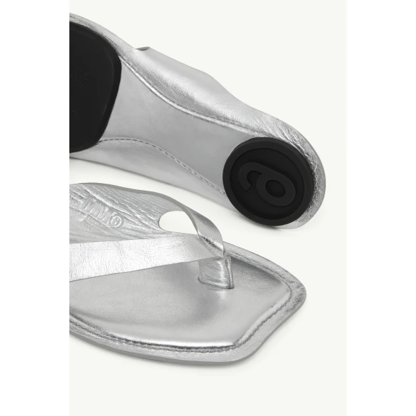 MM6 Maison Margiela Anatomic Leather Flip Flops in Silver, view 6 | Flip Flops & Slides | Luxury Shoes 