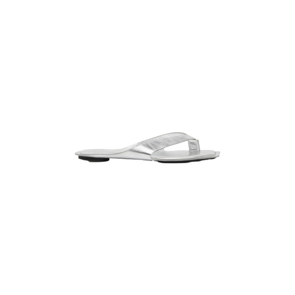 MM6 Maison Margiela Anatomic Leather Flip Flops in Silver | Flip Flops & Slides | Luxury Shoes 