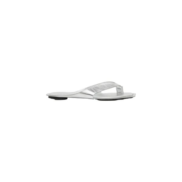 MM6 Maison Margiela Anatomic Leather Flip Flops in Silver | Flip Flops & Slides | Luxury Shoes 