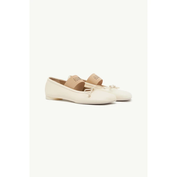 MM6 Maison Margiela Anatomic Numeric Ballerinas in Alabaster, view 3 | Flats | Luxury Shoes 
