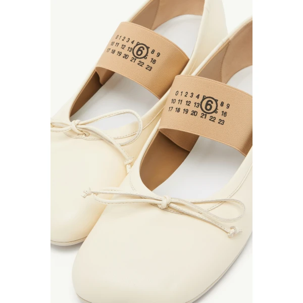 MM6 Maison Margiela Anatomic Numeric Ballerinas in Alabaster, view 5 | Flats | Luxury Shoes 