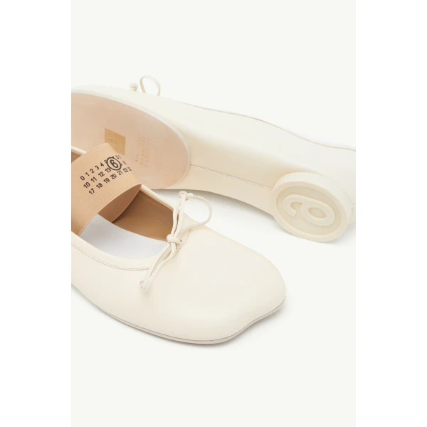 MM6 Maison Margiela Anatomic Numeric Ballerinas in Alabaster, view 6 | Flats | Luxury Shoes 