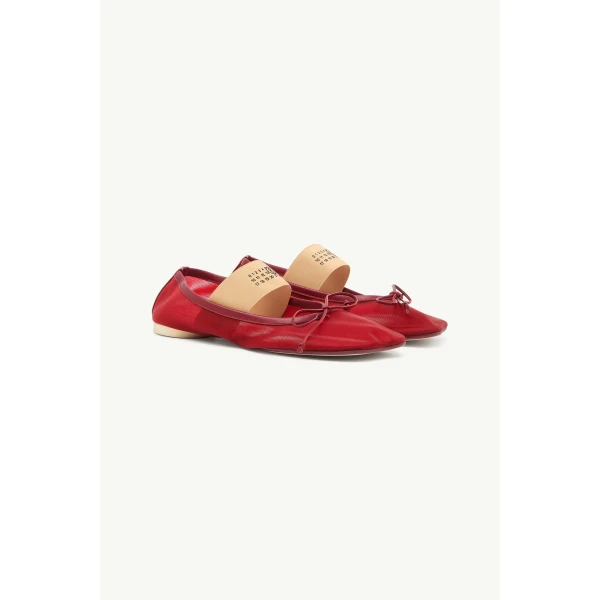 MM6 Maison Margiela Anatomic Numeric Ballerinas in Bordeaux, view 3 | Flats | Luxury Shoes 