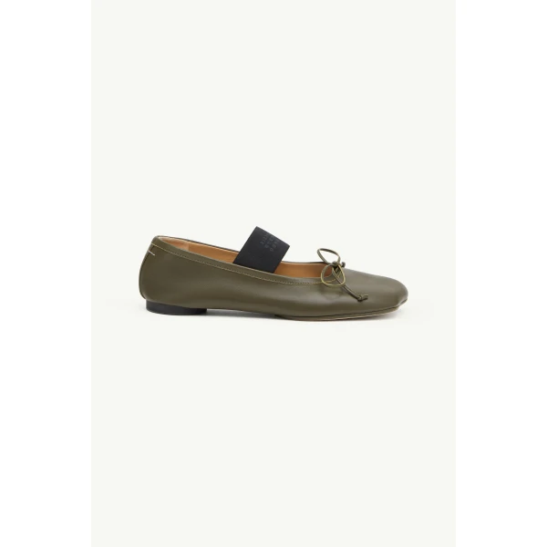 MM6 Maison Margiela Anatomic Numeric Ballerinas in Olive, view 2 | Flats | Luxury Shoes 