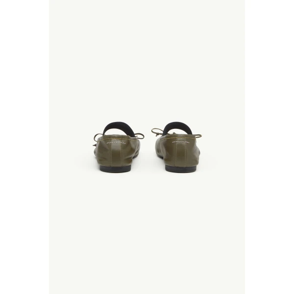 MM6 Maison Margiela Anatomic Numeric Ballerinas in Olive, view 4 | Flats | Luxury Shoes 