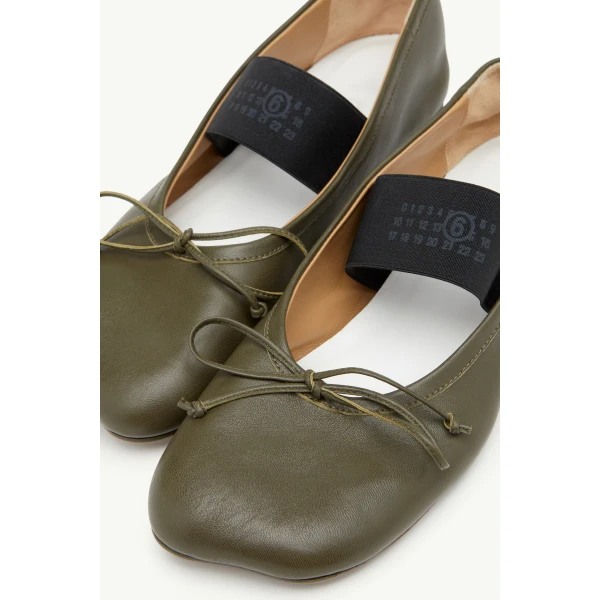 MM6 Maison Margiela Anatomic Numeric Ballerinas in Olive, view 5 | Flats | Luxury Shoes 