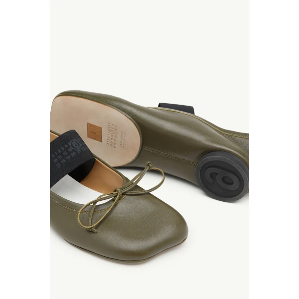 MM6 Maison Margiela Anatomic Numeric Ballerinas in Olive, view 6 | Flats | Luxury Shoes 