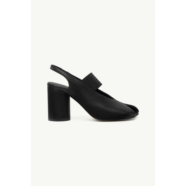 MM6 Maison Margiela Anatomic Numeric Heeled Slingbacks in Black, view 2 | Sandals | Luxury Shoes 