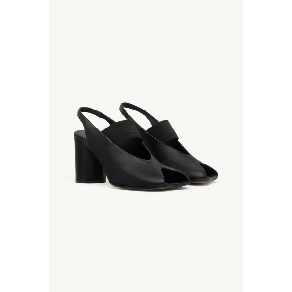 MM6 Maison Margiela Anatomic Numeric Heeled Slingbacks in Black, view 3 | Sandals | Luxury Shoes 