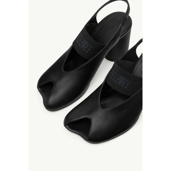MM6 Maison Margiela Anatomic Numeric Heeled Slingbacks in Black, view 5 | Sandals | Luxury Shoes 