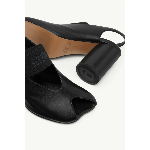 MM6 Maison Margiela Anatomic Numeric Heeled Slingbacks in Black, view 6 | Sandals | Luxury Shoes 