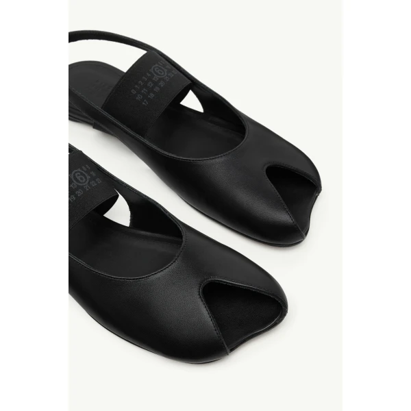 MM6 Maison Margiela Anatomic Numeric Low Slingbacks in Black, view 5 | Sandals | Luxury Shoes 