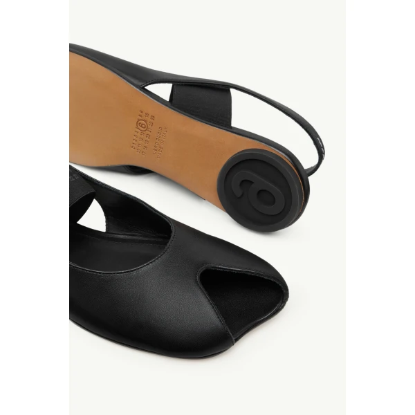 MM6 Maison Margiela Anatomic Numeric Low Slingbacks in Black, view 6 | Sandals | Luxury Shoes 