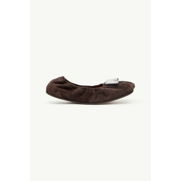 MM6 Maison Margiela Anatomic Travel Ballerinas in Suede in Mud, view 2 | Flats | Luxury Shoes 