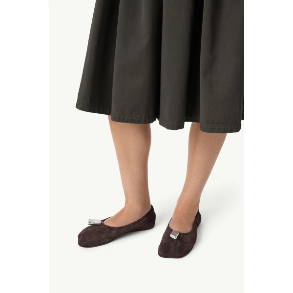 MM6 Maison Margiela Anatomic Travel Ballerinas in Suede in Mud, view 6 | Flats | Luxury Shoes 