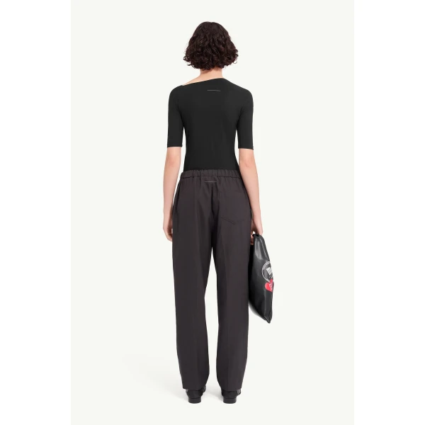 MM6 Maison Margiela Asymmetric Jersey Top in Black, view 4 | Tops | Luxury Shoes 