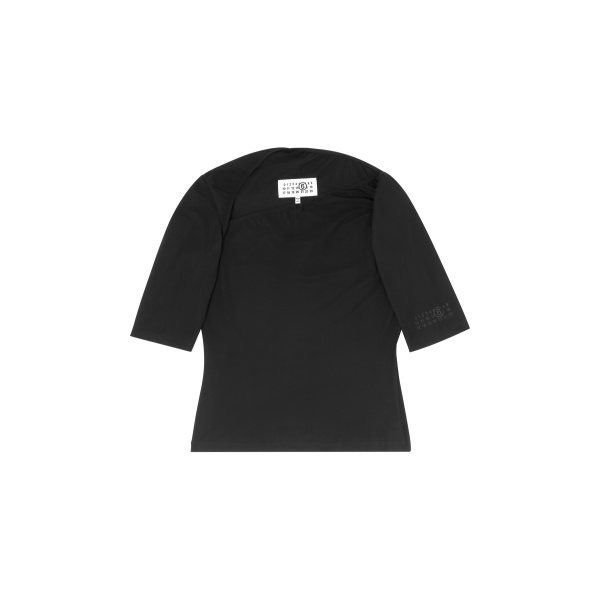 MM6 Maison Margiela Asymmetric Jersey Top in Black | Tops | Luxury Shoes 