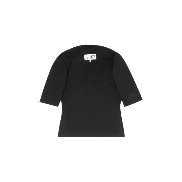 MM6 Maison Margiela Asymmetric Jersey Top in Black | Tops | Luxury Shoes 