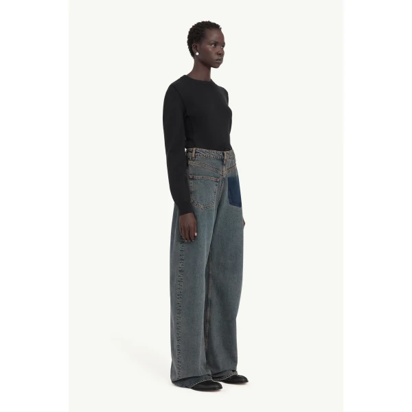 MM6 Maison Margiela Back-To-Back Jeans in Light Grey, view 3 | Denim | Luxury Shoes 