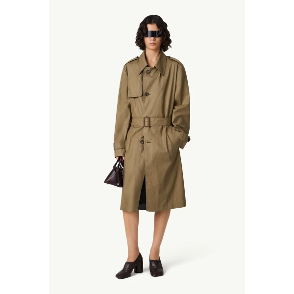 MM6 Maison Margiela Belted Coated Trench Coat in Khaki, view 2 | Trench Coat | Luxury Shoes 