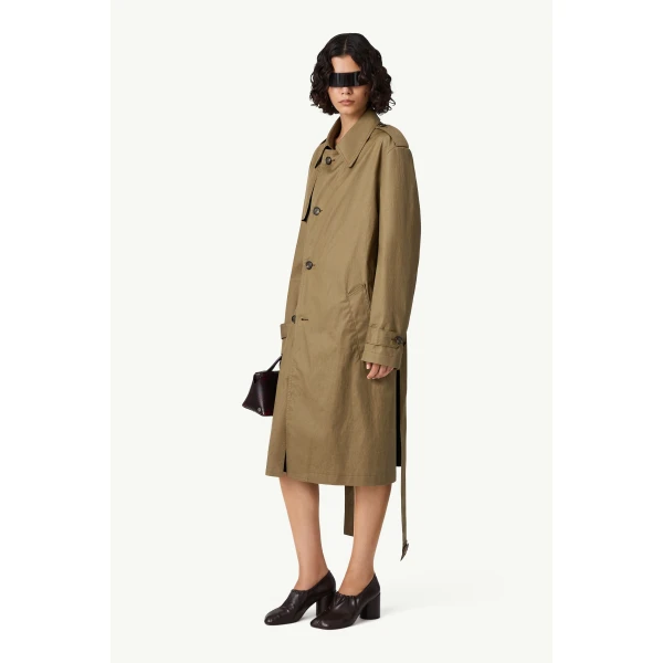MM6 Maison Margiela Belted Coated Trench Coat in Khaki, view 3 | Trench Coat | Luxury Shoes 