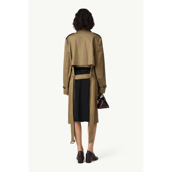MM6 Maison Margiela Belted Coated Trench Coat in Khaki, view 4 | Trench Coat | Luxury Shoes 