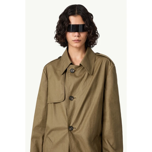 MM6 Maison Margiela Belted Coated Trench Coat in Khaki, view 5 | Trench Coat | Luxury Shoes 