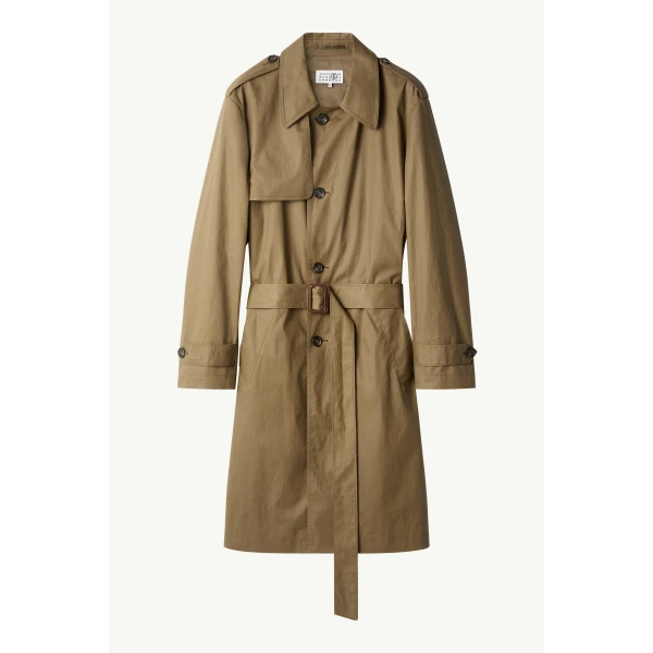 MM6 Maison Margiela Belted Coated Trench Coat in Khaki, view 6 | Trench Coat | Luxury Shoes 