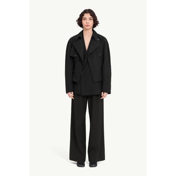 MM6 Maison Margiela Belted Wool Blend Jacket in Anthracite, view 2 | Jackets | Luxury Shoes 