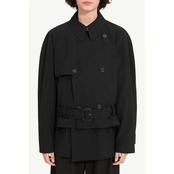 MM6 Maison Margiela Belted Wool Blend Jacket in Anthracite, view 5 | Jackets | Luxury Shoes 
