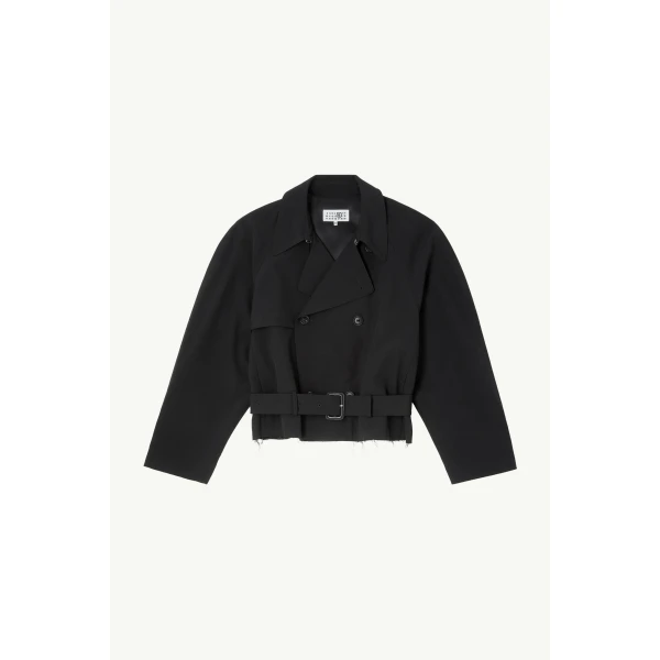 MM6 Maison Margiela Belted Wool Blend Jacket in Anthracite, view 6 | Jackets | Luxury Shoes 