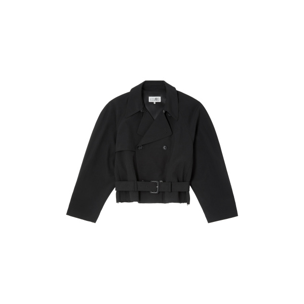 MM6 Maison Margiela Belted Wool Blend Jacket in Anthracite | Jackets | Luxury Shoes 