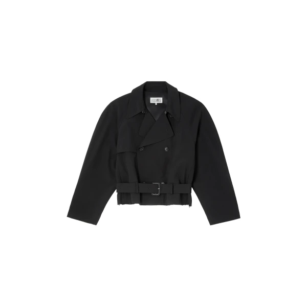 MM6 Maison Margiela Belted Wool Blend Jacket in Anthracite | Jackets | Luxury Shoes 