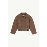 MM6 Maison Margiela Belted Wool Blend Jacket in Brown | Jackets | Luxury Shoes 