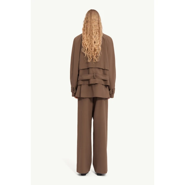 MM6 Maison Margiela Belted Wool Blend Jacket in Brown, view 4 | Jackets | Luxury Shoes 