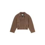 MM6 Maison Margiela Belted Wool Blend Jacket in Brown | Jackets | Luxury Shoes 