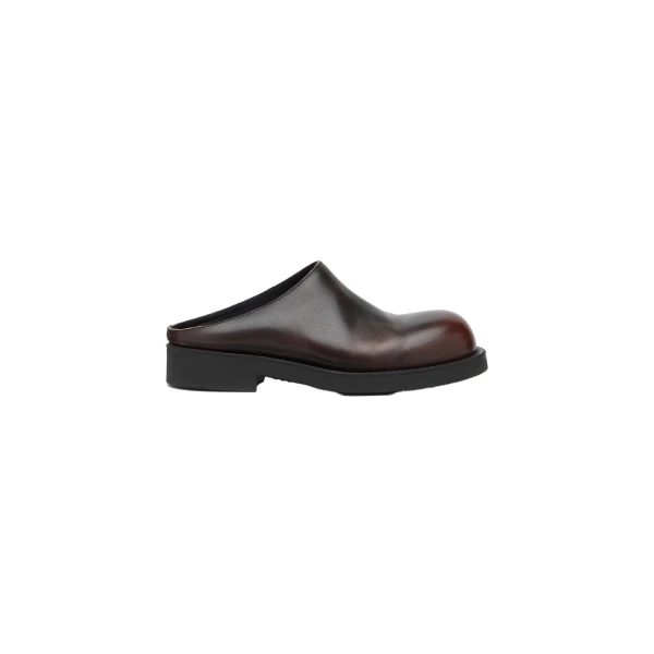 MM6 Maison Margiela Biker Mules in Brushed Leather in Black | Mules | Luxury Shoes 