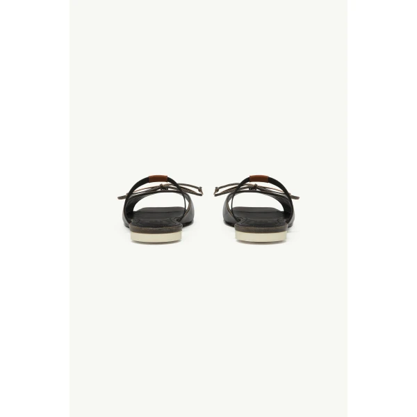 MM6 Maison Margiela Bow-Detailed Leather Slingback Shoes in Brown, view 4 | Sandals | Luxury Shoes 