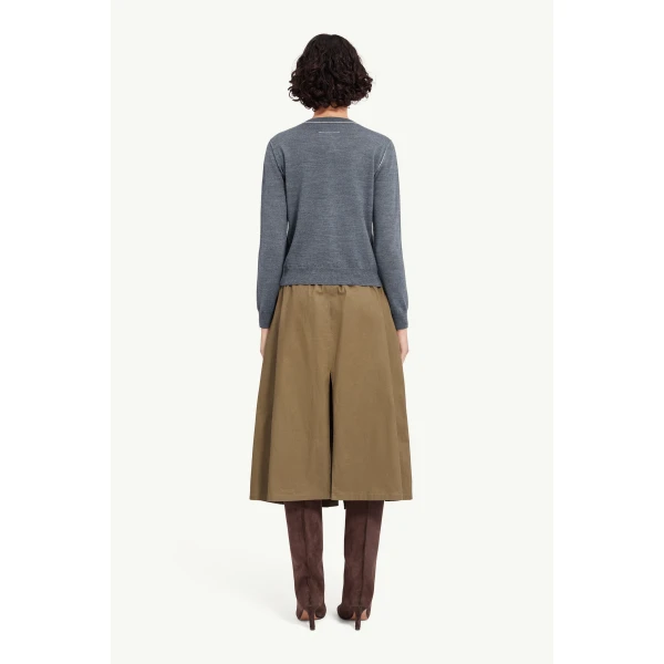 MM6 Maison Margiela Button-Front Wool Blend Knit Cardigan in Grey Melange, view 4 | Cardigan | Luxury Shoes 