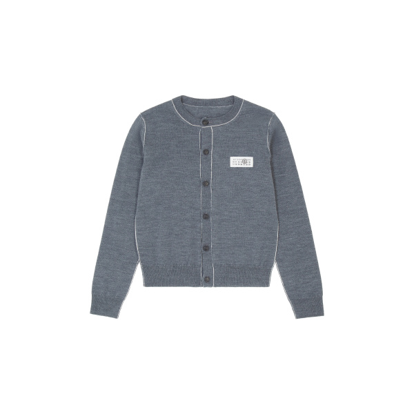 MM6 Maison Margiela Button-Front Wool Blend Knit Cardigan in Grey Melange | Cardigan | Luxury Shoes 
