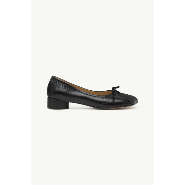 MM6 Maison Margiela Calf Leather Anatomic Numeric Ballerinas in Black, view 2 | Flats | Luxury Shoes 
