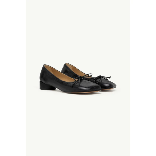 MM6 Maison Margiela Calf Leather Anatomic Numeric Ballerinas in Black, view 3 | Flats | Luxury Shoes 