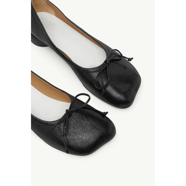 MM6 Maison Margiela Calf Leather Anatomic Numeric Ballerinas in Black, view 5 | Flats | Luxury Shoes 