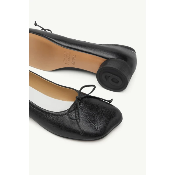 MM6 Maison Margiela Calf Leather Anatomic Numeric Ballerinas in Black, view 6 | Flats | Luxury Shoes 