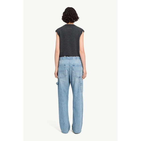 MM6 Maison Margiela Carpenter Wide-Leg Jeans in Blue, view 4 | Denim | Luxury Shoes 