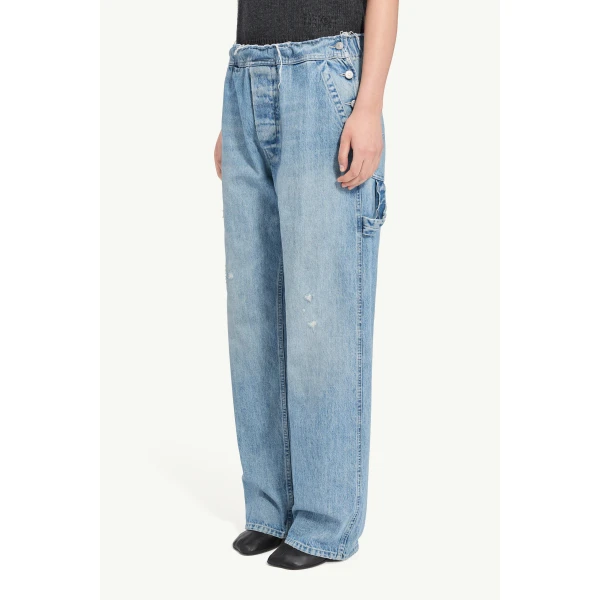 MM6 Maison Margiela Carpenter Wide-Leg Jeans in Blue, view 5 | Denim | Luxury Shoes 
