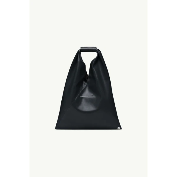 MM6 Maison Margiela Coated Leather Japanese Bag Classic Small in Black, view 4 | Totes & Top-Handle Bags | Luxury Shoes 