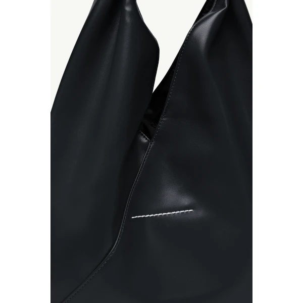 MM6 Maison Margiela Coated Leather Japanese Bag Classic Small in Black, view 5 | Totes & Top-Handle Bags | Luxury Shoes 